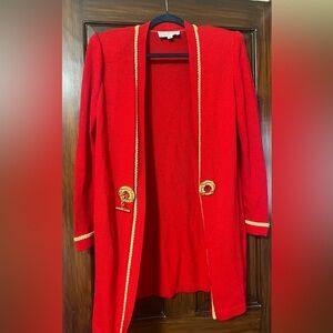 St. John Red Blazer with Gold Trim